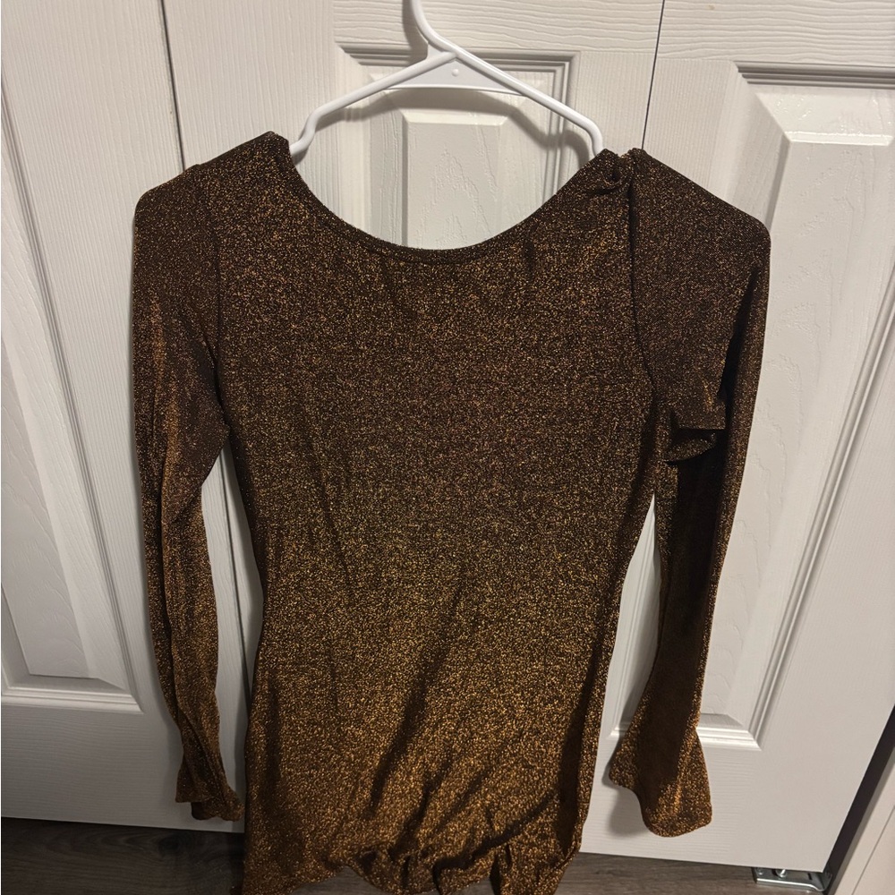 Elegant Brown Glitter Dress
